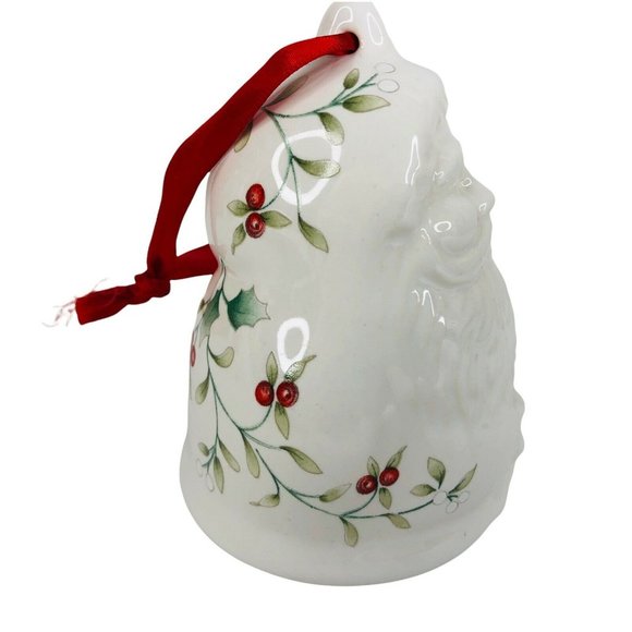 1996 Pfaltzgraff Winterberry Santa Claus Christmas Bell Ornament No Clapper VTG - Picture 5 of 5